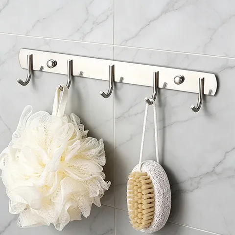Colgador de Ropa de Pared de Acero Inoxidable Cocina Baño Toalla Ganchos Multiusos Organizador