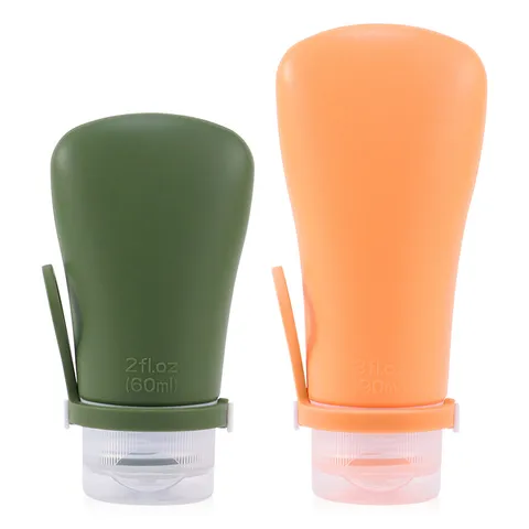 Portable Silicone Travel Toiletry Bottle Squeeze Sub Bottling Container With Leak Proof Strap For Shampoo And Lotion