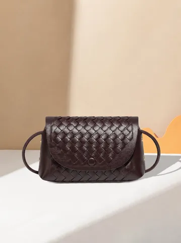 Sac Bandoulière en PU Tissé à la Main pour Femme Chic Minimaliste Couleur Unie Sac à Épaule pour Navette Estivale Quotidien