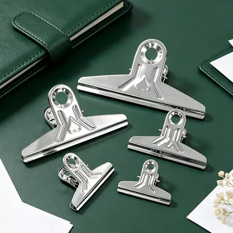 Stainless Steel Binder Clips Heavy Duty Metal Paper Clamps Assorted Sizes Office Financial Document Organizer