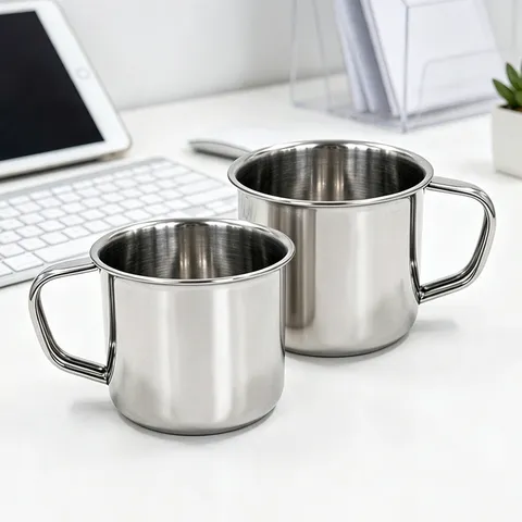 Stainless Steel Water Cup Thickened Office Drinkware With Handle Portable Metal Mug For Daily Use And Mouthwash