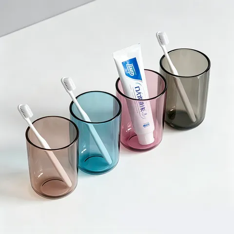 Bicchiere per Colluttorio in Plastica Ispessita Bicchiere Portaspazzolino Trasparente Casa Lusso Coppia Bicchiere Bagno
