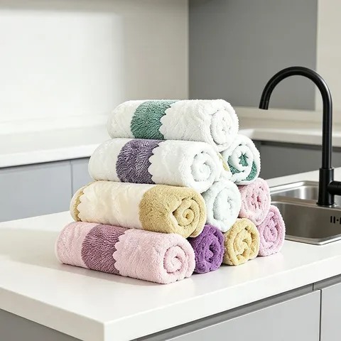 Panno per la Pulizia della Cucina in Microfibra Domestico Assorbente Panno per Piatti Multiuso Morbido Pile di Corallo Straccio Bagno