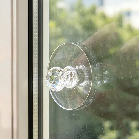 Poignée de Meuble Auto-Adhésive Sans Perçage Bouton Boule en Cristal Transparent pour Tiroir Armoire Fenêtre en Verre
