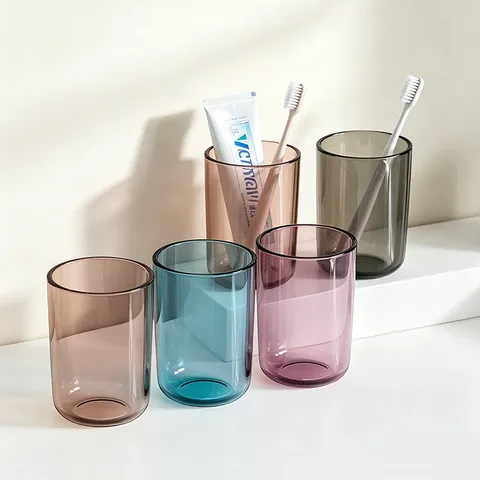 Bicchiere per Colluttorio in Plastica Ispessita Bicchiere Portaspazzolino Trasparente Casa Lusso Coppia Bicchiere Bagno