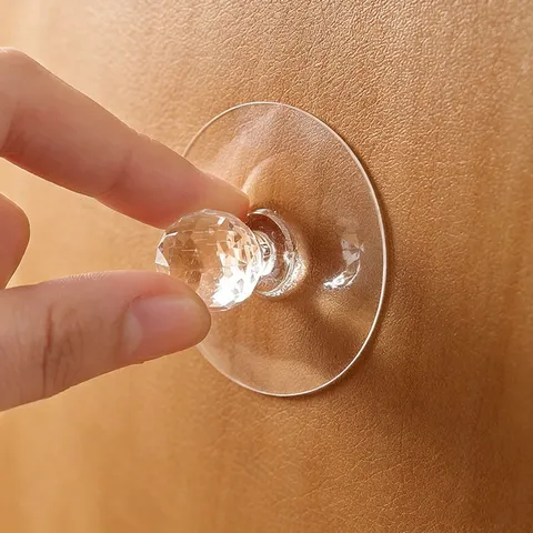 Poignées de Meuble en Plastique Transparent Auto-Adhésif Rond Sans Perçage