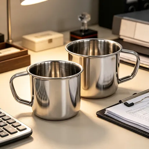 Stainless Steel Water Cup Thickened Office Drinkware With Handle Portable Metal Mug For Daily Use And Mouthwash