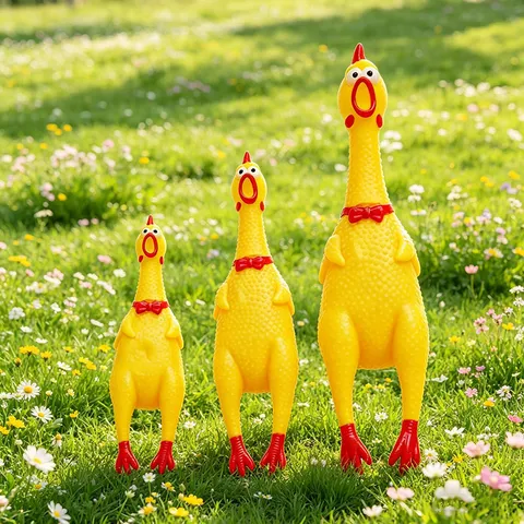 Funny Rubber Screaming Chicken Toy Interactive Squeak Pet Chew Toy Stress Relief Toy Novelty Prank Toy Yellow