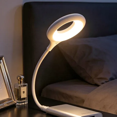 Modern LED USB Desk Lamp Flexible Gooseneck Bedside Night Light Three-Color Dimmable Plastic Table Lamp For Home Office
