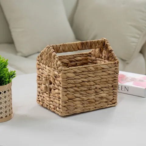 Nordisch Handgewebter Stroh Aufbewahrungskorb Mit Griff Desktop Snack Kleinkram Organizer Box Handgefertigter Dekorativer Webkorb Für Zuhause Wohnzimmer Büro