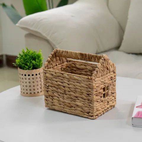 Nordisch Handgewebter Stroh Aufbewahrungskorb Mit Griff Desktop Snack Kleinkram Organizer Box Handgefertigter Dekorativer Webkorb Für Zuhause Wohnzimmer Büro