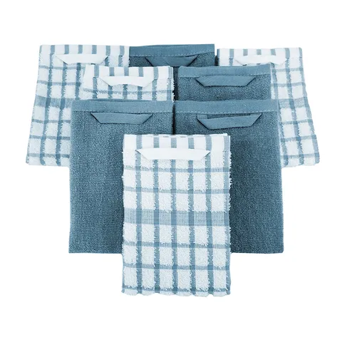Set di Asciugapiatti in Cotone 100% Trama a Nido d'Ape Strofinaccio Assorbente a Quadri con Asola per Appendere per Casa Ristorante