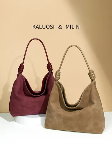 Damen Vintage Wildleder Textur Tote Bag Große Kapazität Knoten Riemen Schultertasche Retro PU Leder Hobo Bag Casual Achseltasche