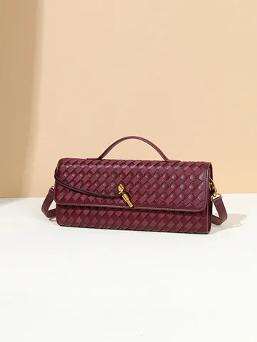 Luxus Gewebte PU Leder Schultertasche Mode Geflochtene Akkordeon Umhängetasche Elegante Abendhandtasche Für Party Damen