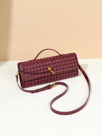 Luxus Gewebte PU Leder Schultertasche Mode Geflochtene Akkordeon Umhängetasche Elegante Abendhandtasche Für Party Damen