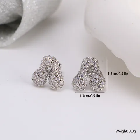 Pendientes De Boton De Letra De Burbuja De Circonia De Cobre Minimalista Chapado En Plata Joya De Moda Regalo Para Mujeres