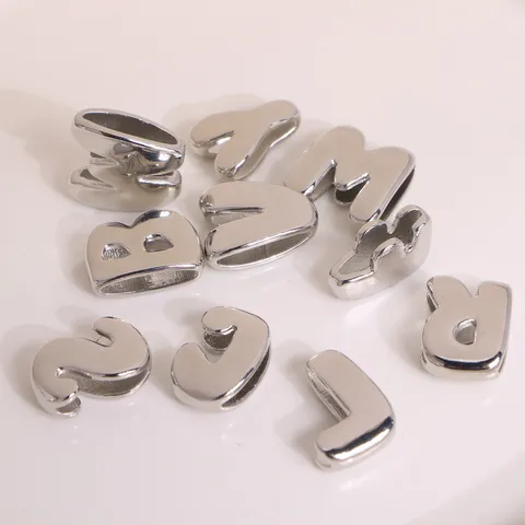 Abalorios de Letras 3D de Cobre Chapado en Oro y Plata Colgantes de Alfabeto para Hacer Joyas Collar Pulsera DIY