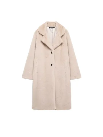 Women Casual Loose Lapel Faux Fur Long Coat Winter Warm Long Sleeve Single Breasted Jacket Outerwear