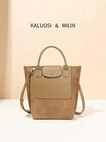 Französischer Patchwork-Tasche Aus Wildlederimitat Für Damen Retro-Nähte Umhängetasche Eimertasche Designer-Handtasche Alltags-Schultertasche