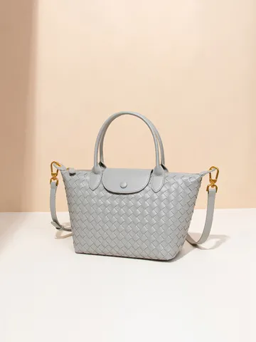 Damen Mode Gewebte PU Leder Tragetasche Teigtaschenform Handtasche Mit Griff Schulter Umhängetasche Für Den Täglichen Weg Zur Arbeit