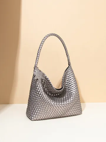 Premium Niche Σχέδιο Υφαντή στο Χέρι Τσάντα Tote από Δέρμα PU Μεγάλη Χωρητικότητα Χαλαρή Τσάντα Ώμου Hobo Με Μενταγιόν Αστέρι για Γυναίκες