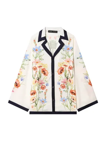 French Vintage Floral Print Shirt And Trousers Set Women Long Sleeve Lapel Top Wide Leg Pants Casual Outfit