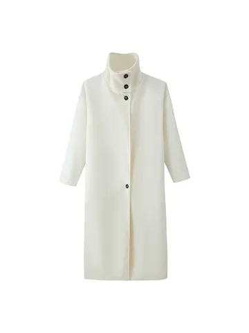 Damen Winter Wollmantel Langer Trenchcoat Revers Einreihig Elegant Pendler Oberbekleidung Jacke