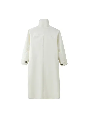 Damen Winter Wollmantel Langer Trenchcoat Revers Einreihig Elegant Pendler Oberbekleidung Jacke