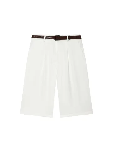 Women's Casual High Waisted Pleated Shorts Summer Solid Color Fashion Bottoms With Elegant Belt Daily Wear