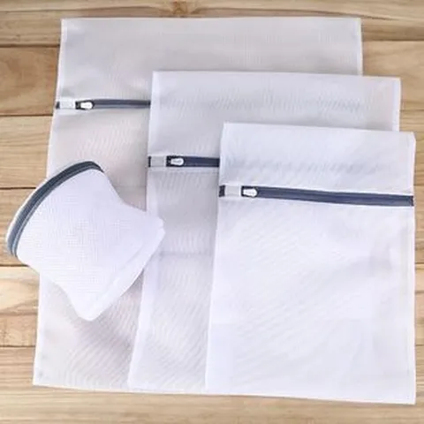 Thickened Mesh Laundry Bag Set Gray Zipper Wash Bags For Clothes Protection And Home Storage Solution