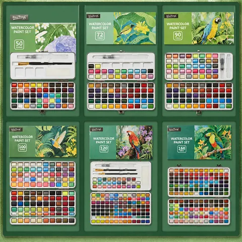 Draagbare Vaste Aquarelverf Set Ijzeren Doos Artiest Aquarel Pigmenten Set voor Schilderen Tekenen Kunstbenodigdheden