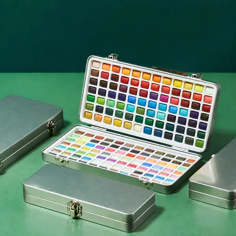 Draagbare Vaste Aquarelverf Set Ijzeren Doos Artiest Aquarel Pigmenten Set voor Schilderen Tekenen Kunstbenodigdheden