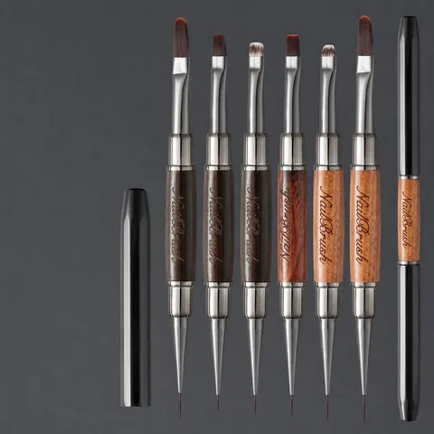 Doppelköpfiger Sandelholz Nagelkunst Pinsel Professionelle Detailmalerei Liner Pinsel Für Gel Nagellack Maniküre Werkzeuge