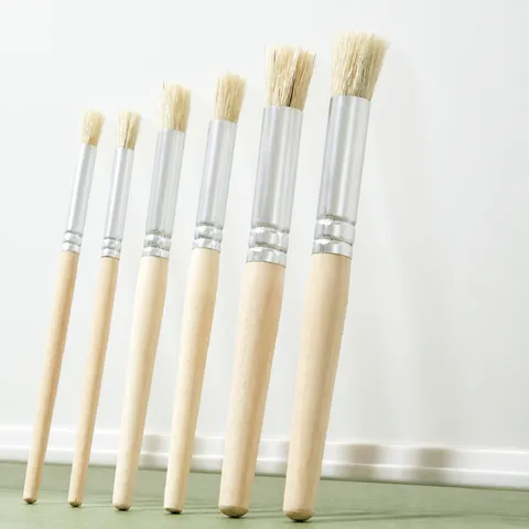 Professional Hog Bristle Paint Brush Wooden Handle Round Head Artist Brushes For Acrylic Watercolor Oil Painting