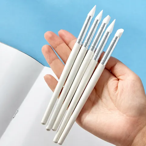 Professionelle Nail Art Silikon Stifte Schnitzen Prägen Werkzeug Holzgriff Punktierpinsel Maniküre Modellierungszubehör