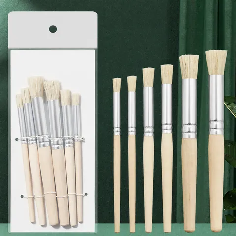 Professional Hog Bristle Paint Brush Wooden Handle Round Head Artist Brushes For Acrylic Watercolor Oil Painting