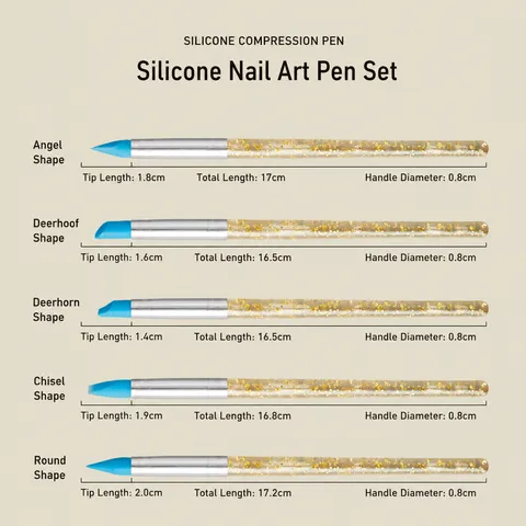 Silikon Nagelkunst Pinsel Set Schnitzerei Modellierung Stifte Aquarell Zeichnung Form Werkzeuge Mit Kunststoff Und Holz Griffen