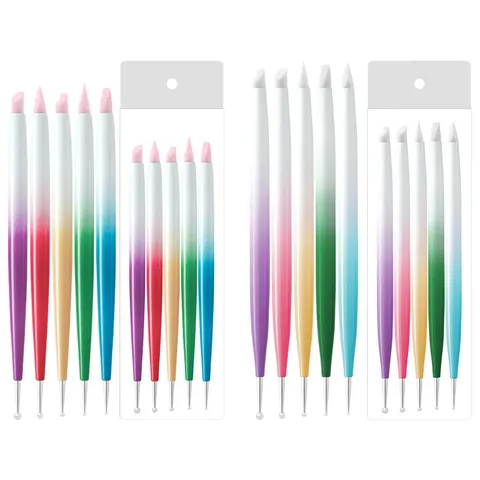 Nail Art Siliconen Dubbelkoppige Dotting Pen Verloop Handgreep Kristal Snijden Schilderij Kwasten Professionele Manicure Gereedschap