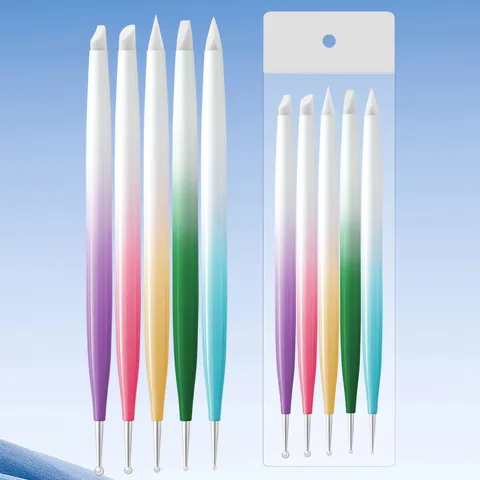 Nail Art Siliconen Dubbelkoppige Dotting Pen Verloop Handgreep Kristal Snijden Schilderij Kwasten Professionele Manicure Gereedschap