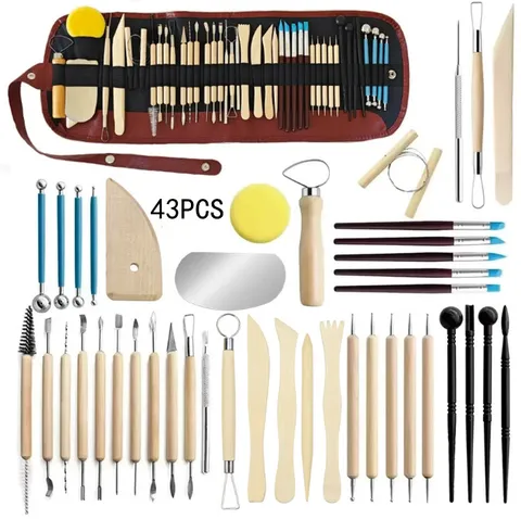 Töpferton Bildhauerkunst Werkzeuge Set Polymer Ton Schnitzwerkzeuge Töpferhandwerk Kit Holzgriff Silikon Modellierwerkzeuge