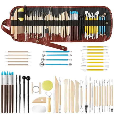Professionelles Keramik Ton Bildhauerwerkzeug Holzgriff Edelstahl Bastelset Mit Aufbewahrungstasche Für DIY Kunst