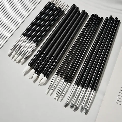 Nagelkunst Silikon Stift Set Weiche Schnitzerei Modellierpinsel Kunststoffgriff Doppelter Kopf DIY Maniküre Werkzeuge Für Nageldesign