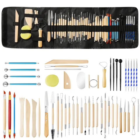 Töpferton Bildhauerkzeuge Holzgriff Silikon Dotting Pens Schnitzen Handwerk Sortiment Mit Aufbewahrungstasche Für DIY Kunst