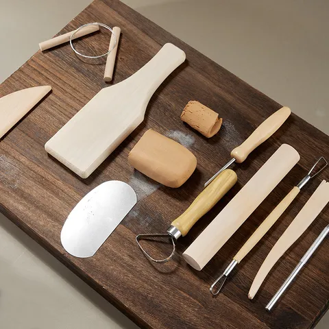 Pottery Clay Sculpting Tools Set Wood And Metal Carving Knives Ceramic Trimming Modeling Craft Supplies