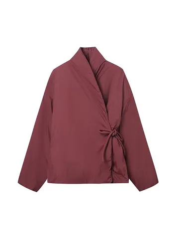 Mujer Casual Color Sólido Manga Larga Cuello en V Envolvente Kimono Chaqueta Acolchada Invierno Cálido Cinturón Algodón Abrigo Acolchado