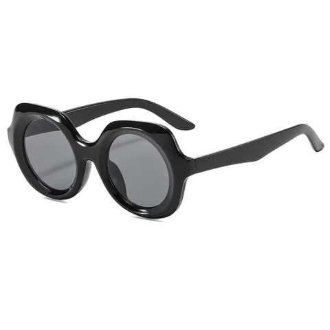 Damen Vintage Oversized Runde Sonnenbrille Elegant Französisch Geometrische Welle Vollrand Sonnenbrille Chic Sonnenschutz Brillen