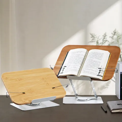 Minimalist Bamboo Reading Stand Adjustable Desktop Book Holder Rotating Stand For Desk Study Office Supplies