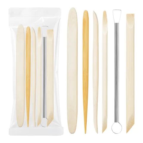 Set Professionale di 6 Strumenti per Scultura in Ceramica di Bambù Coltelli di Modellazione in Argilla Forniture d'Arte