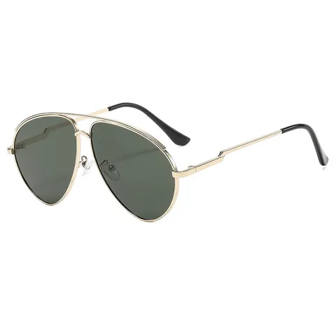 Vintage Metalen Dubbele Brug Aviator Zonnebril Unisex Mode UV400 Bescherming Rijden Outdoor Zonnebril Trend Luxe Brillen