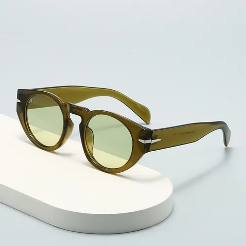 Vintage Cat Eye Sunglasses For Men Women Streetwear Thick Round Frame UV400 Sun Protection Wide Temple Eyewear Retro Fashion Glasses